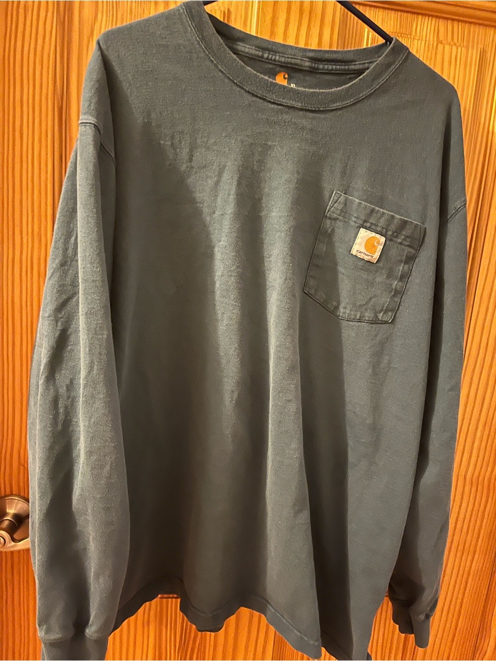 Carhartt Men's Long Sleeve Pocket Tee in Charcoal